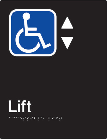 Accessible Lift Braille & tactile sign (PBABk-ALift)