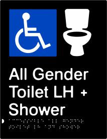 All Gender Accessible Toilet & Shower Left Hand Transfer (PBABk-AAGTASLH)