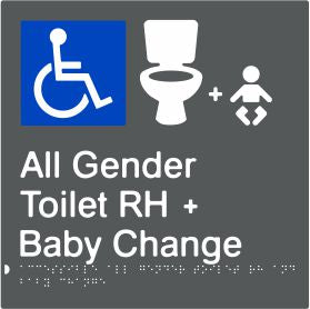 Accessible All Gender Toilet & Baby Change Right Hand Transfer (PBAGy-AAGTABCRH)