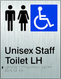 Unisex Accessible Staff Toilet Left Hand transfer Braille & tactile sign (PB-SSUAsTLH)